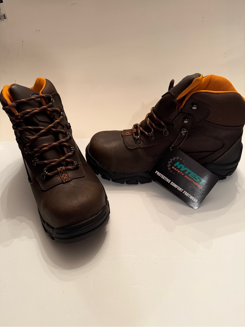 Hytest Men's Brown Work Boots with Orange Lining